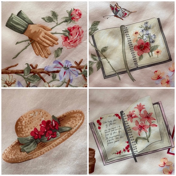 👒 Talbots, Vintage Perennial Millennial Floral Silk Scarf - Picture 10 of 16